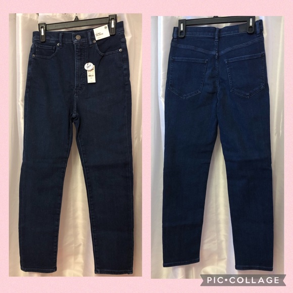 Express Highwaisted Dark Wash Slim Ankle Jeans - Picture 2 of 6